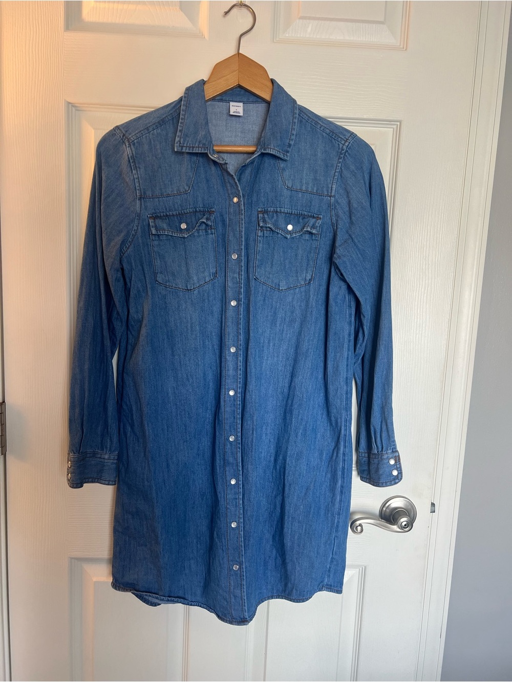 Old Navy Blue Long-Sleeve Denim Shirt Dress